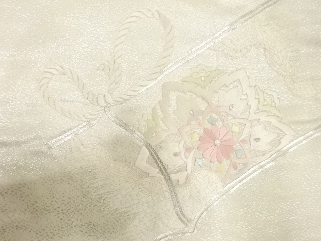 JAPANESE KIMONO / ANTIQUE NAGOYA OBI / SILK / EMBROIDERY / KUMIHIMO CORD PATTERN